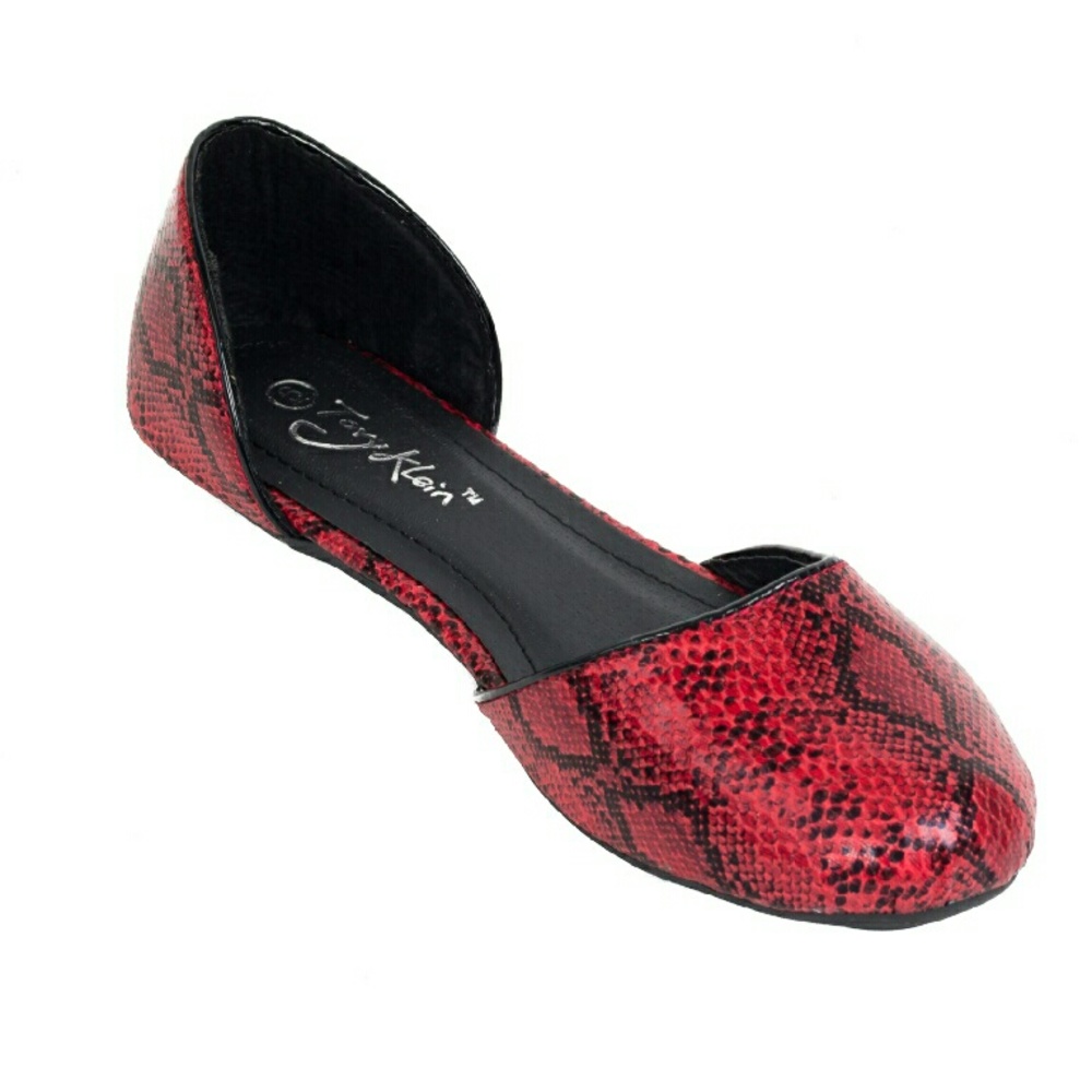 Tory Klein Women Open Side Flats, b-1640, Red
